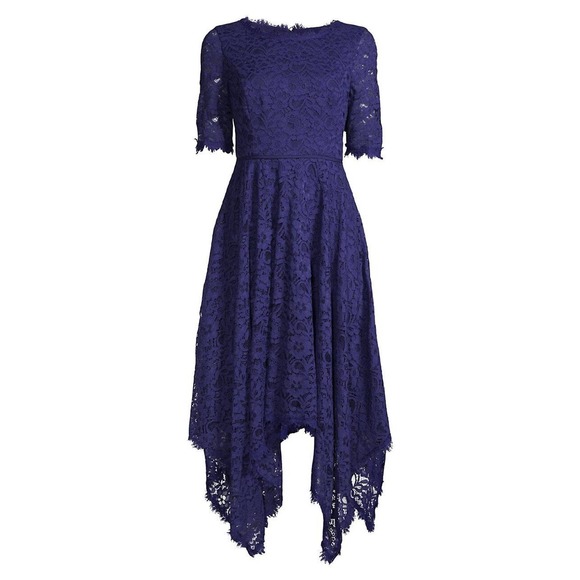 Shani Dress Floral Lace Midi Dress Handkerchief Navy Women's Sz 14 NEW NWT N147 - Picture 1 of 4